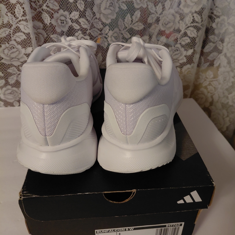 Adidas RunFalcon 5 Women Size 9 Triple White Sneakers EC Excellent Athletic Sho - Picture 5 of 9